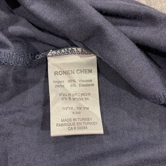 Ronen Chen Basix Dusty Slate Blue Dress with front detail and long sleeve - Picture 10 of 12